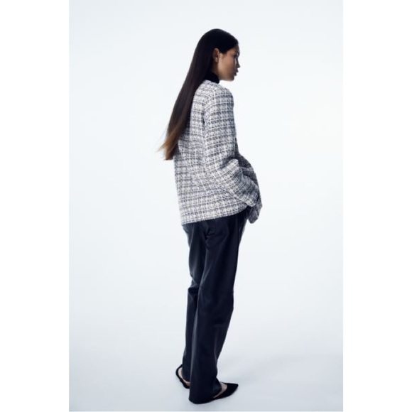 White/Black Plaid Boucle Jacket Size S - Picture 6 of 8
